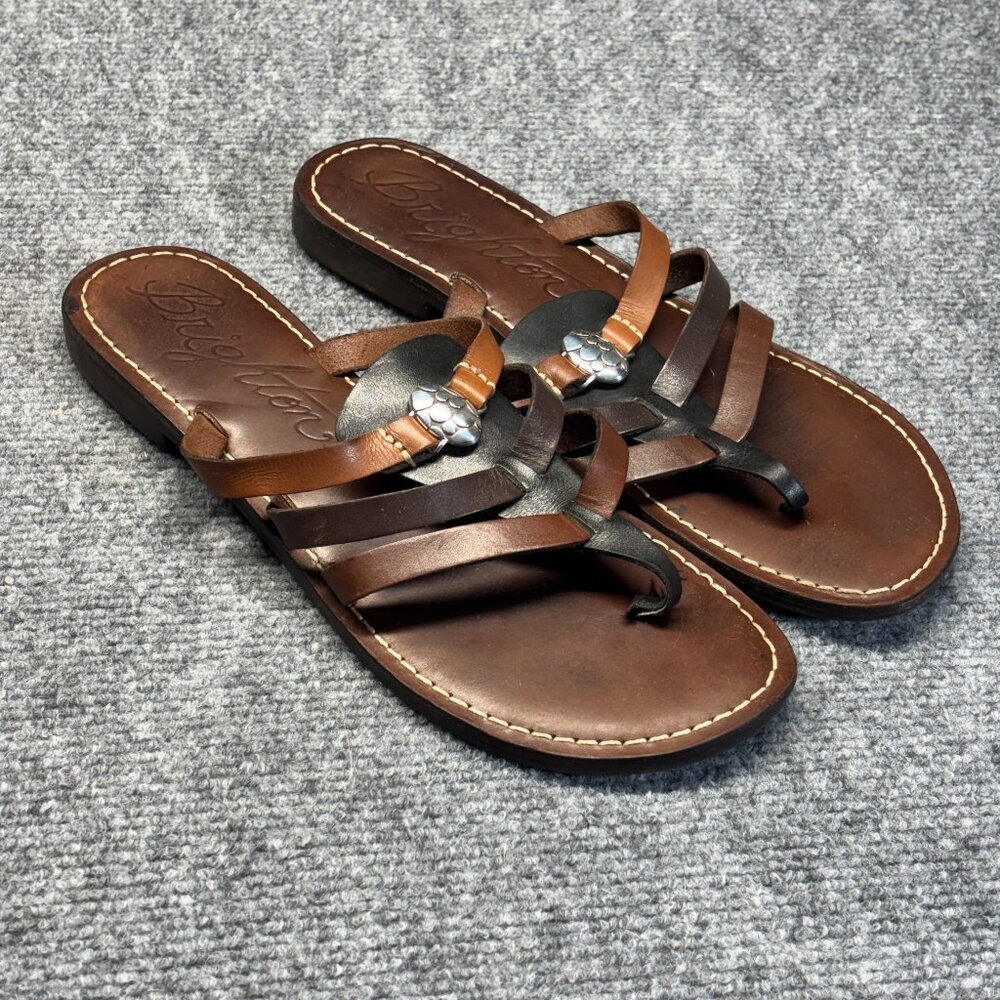Brighton Athena Brown Leather Strappy Thong Sandals Women 9M